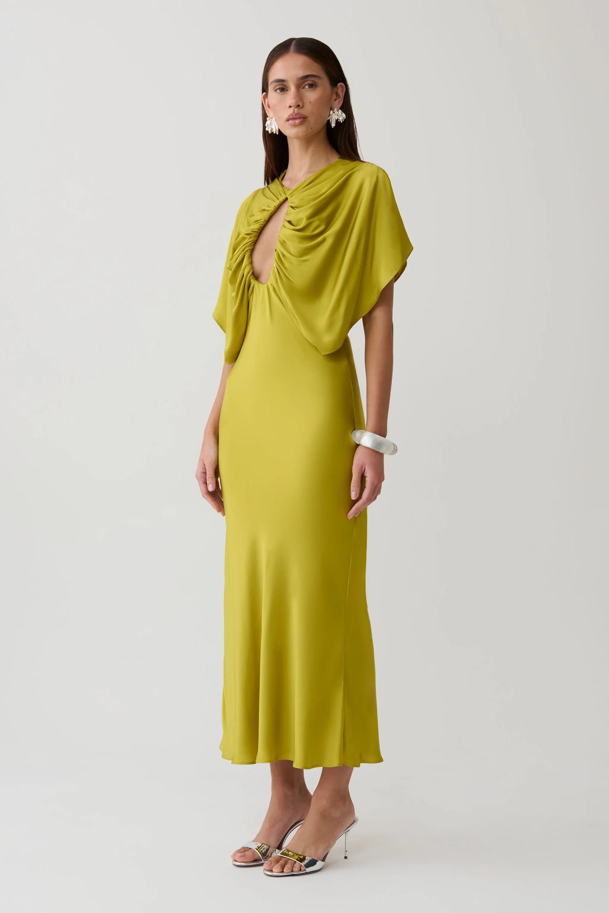 Cut Out Satin Midi Dress
