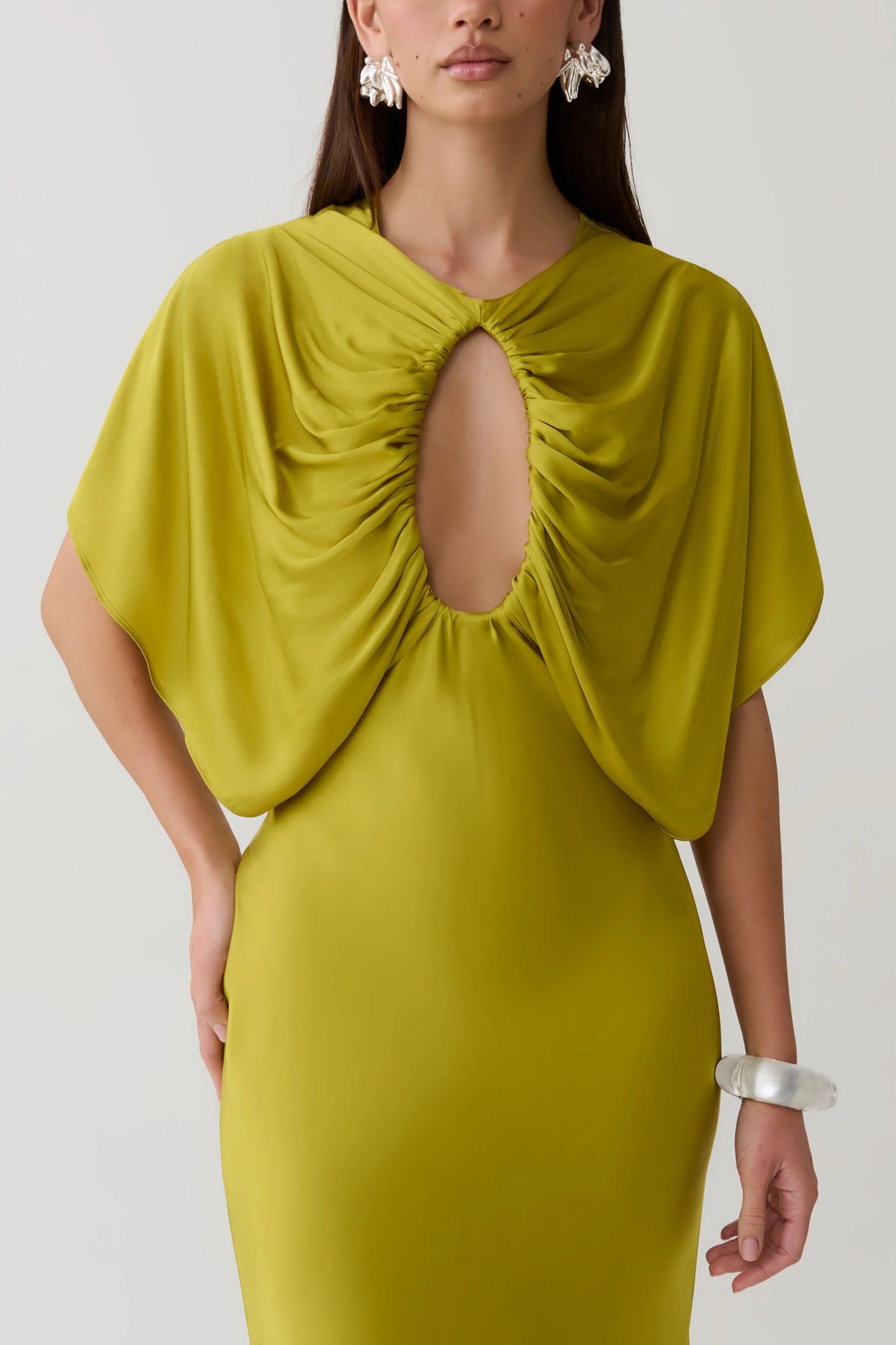 Cut Out Satin Midi Dress