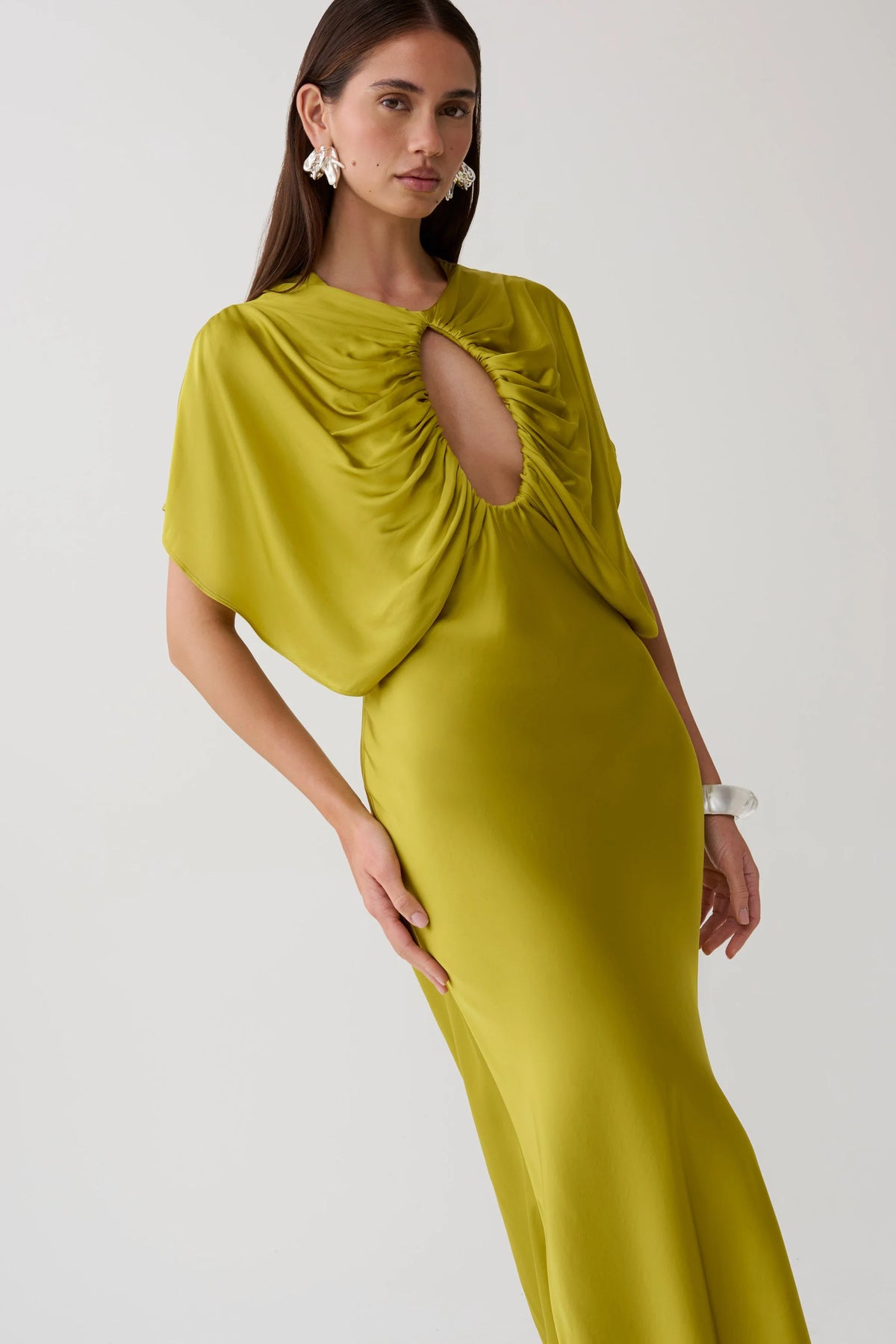 Cut Out Satin Midi Dress