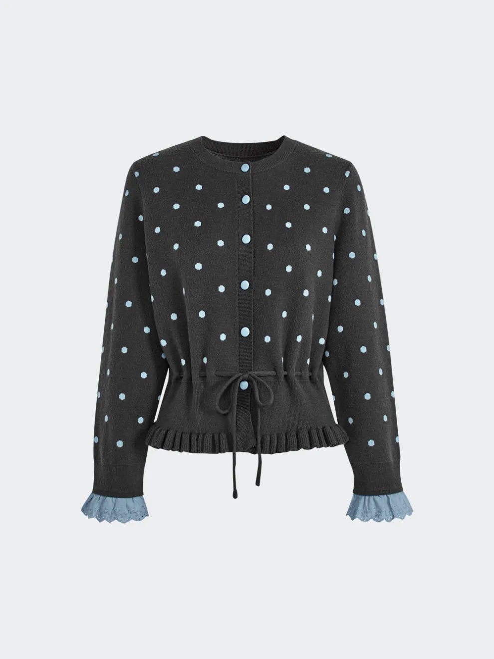 Polka Dot Tie Waist Cardigan