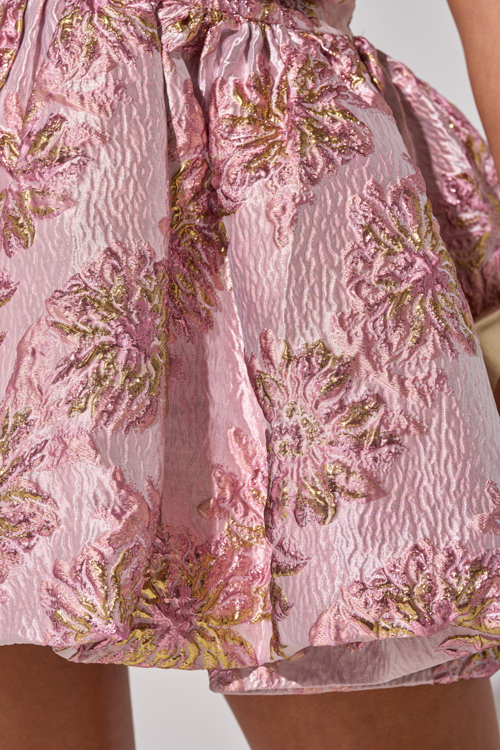 THE TOPIC AND TOP PICK BROCADE MINI DRESS IN PINK