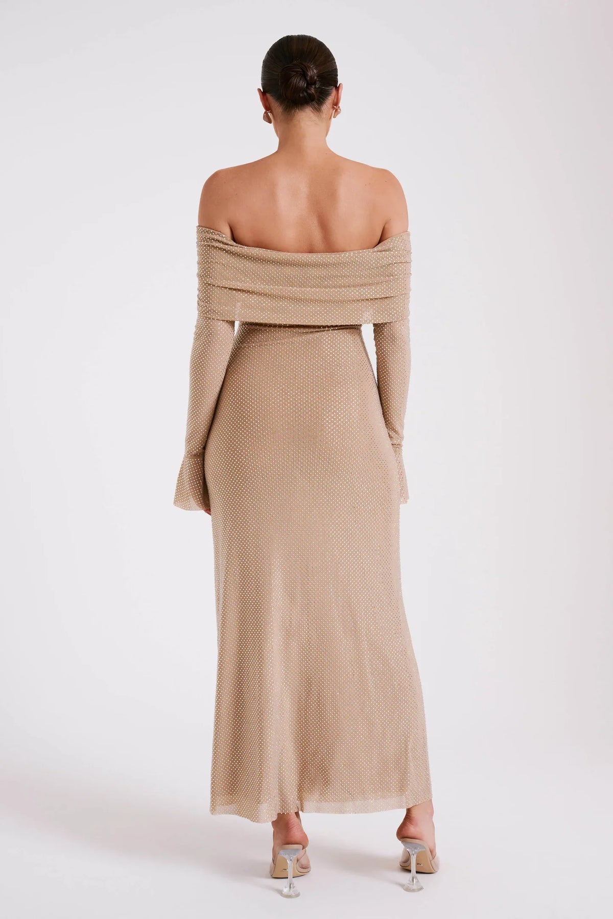 Off Shoulder Diamante Maxi Dress