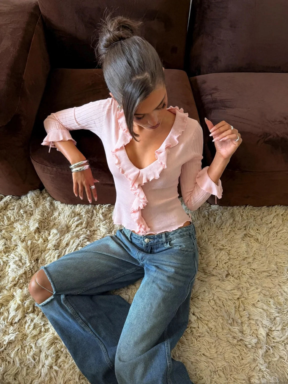 Amelia Ruffle Knit Top