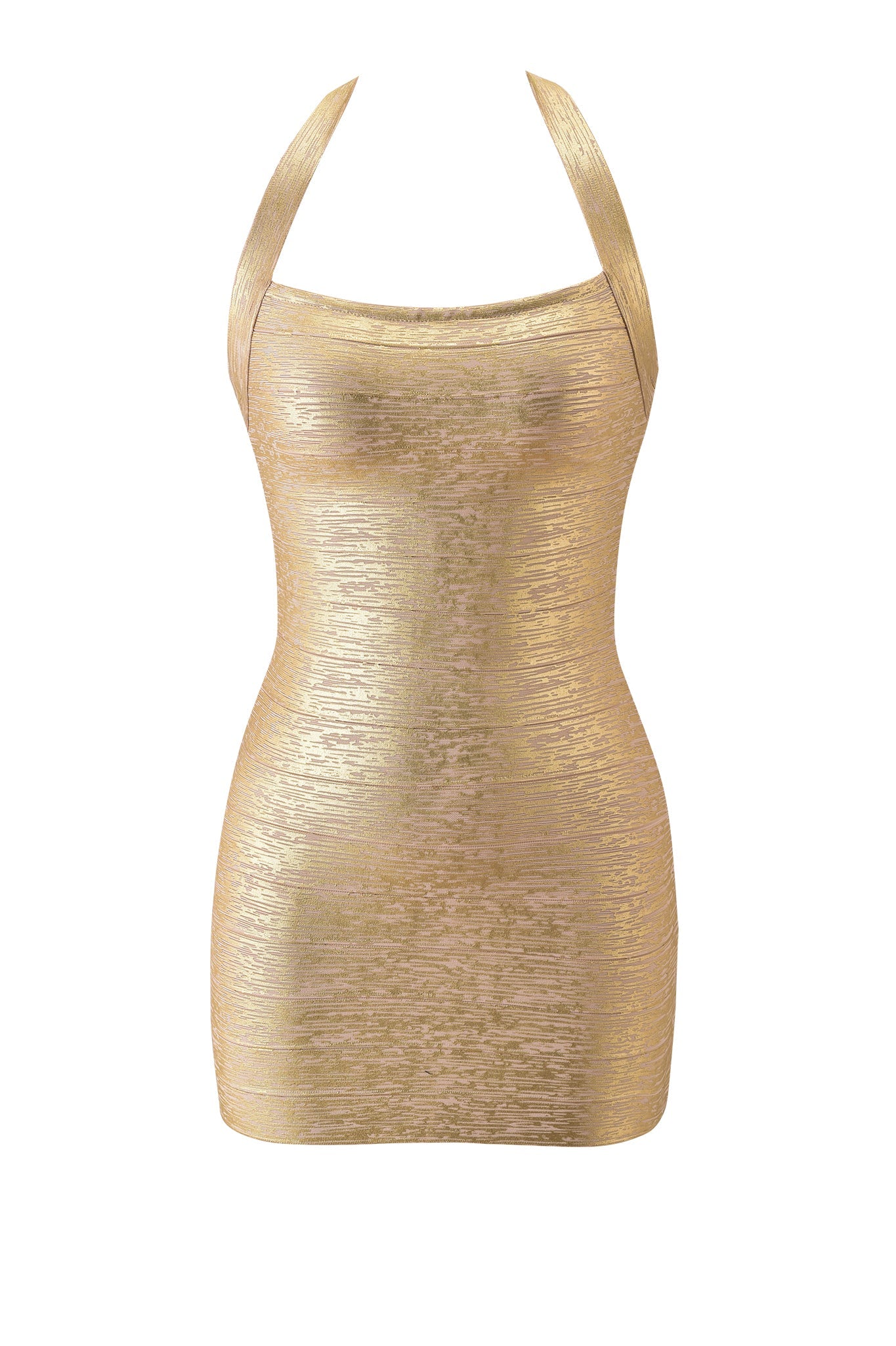 AIDEN PLATINUM BANDAGE MINI DRESS - GOLD
