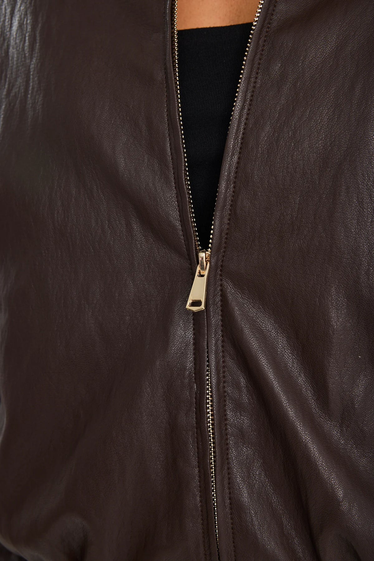 PU Leather Zip Bomber Jacket