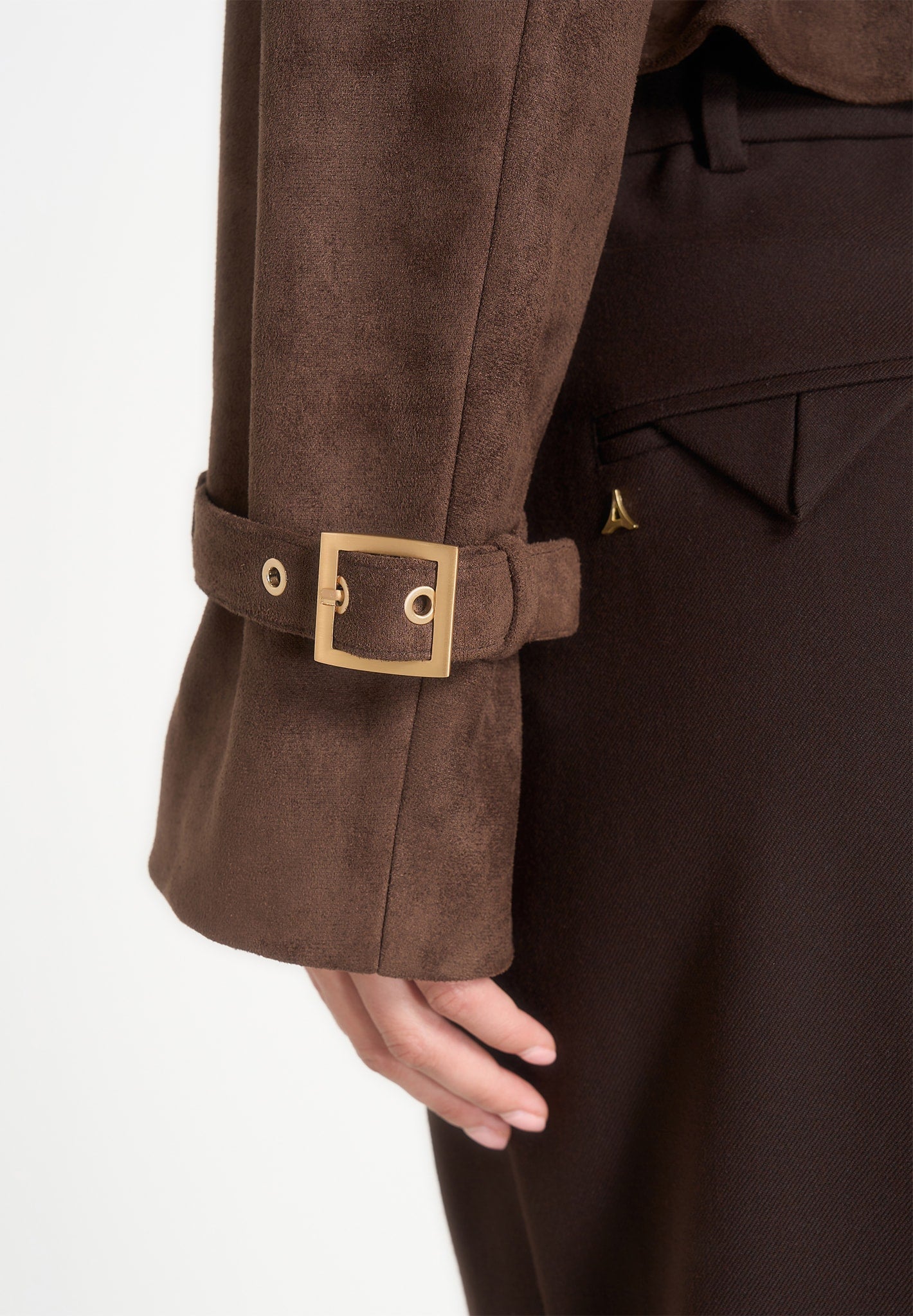 Poppy - Cropped Suede Belted Biker Jacket - Brown