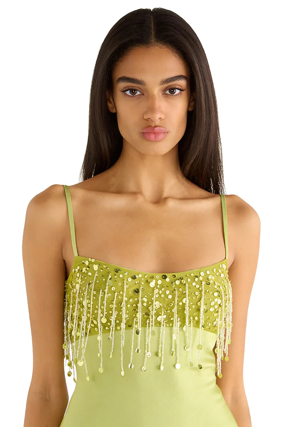 Fringe Satin Mini Dress