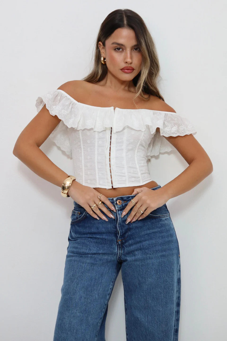 Eyelet Corset Crop Top