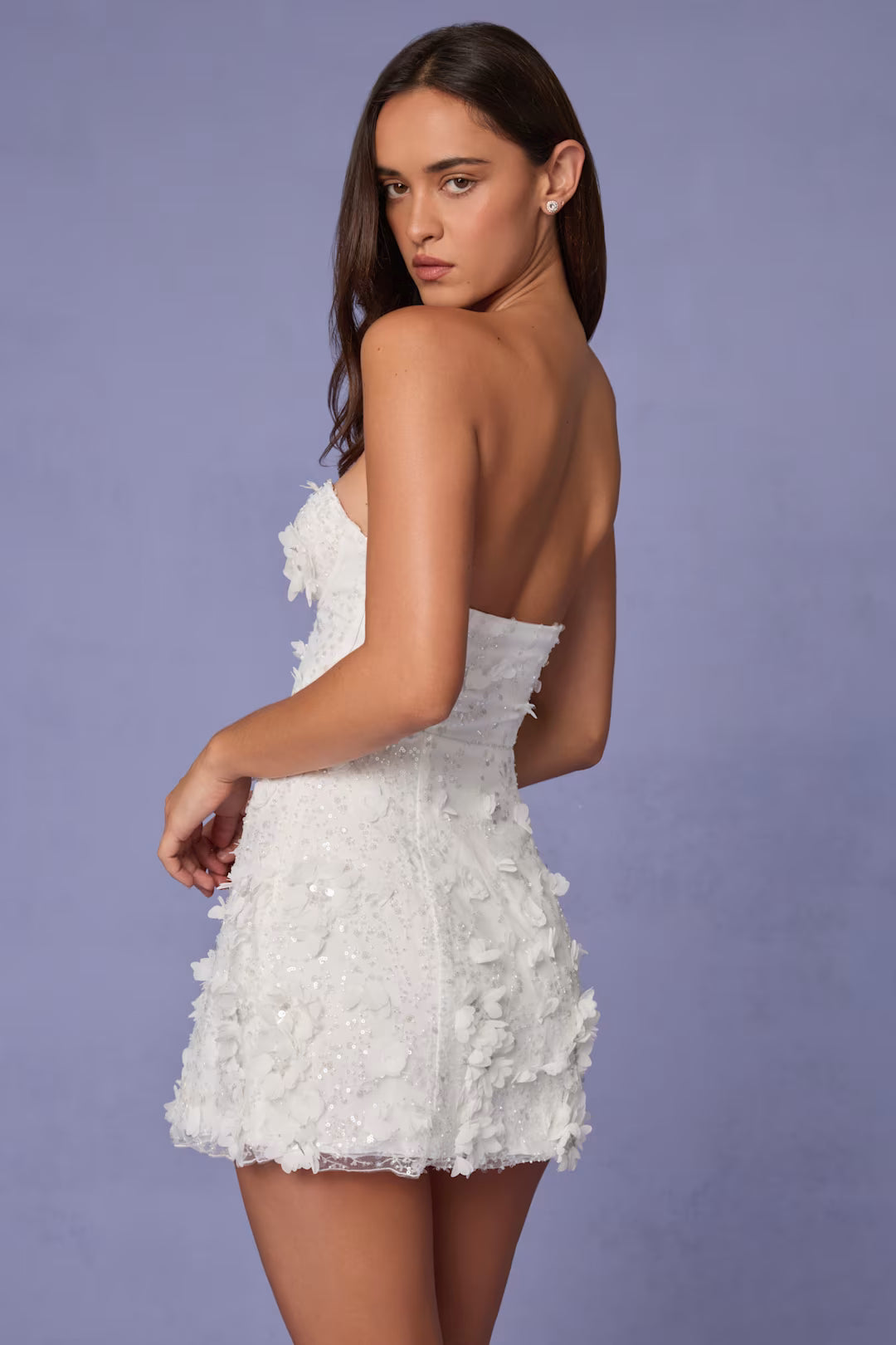 Floral Sequin Strapless Dress