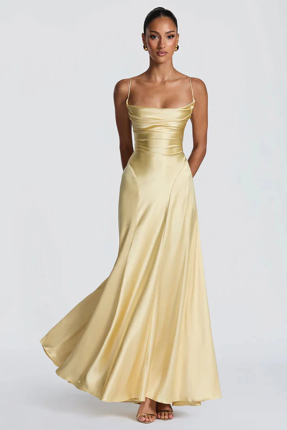 Champagne Satin Maxi Dress