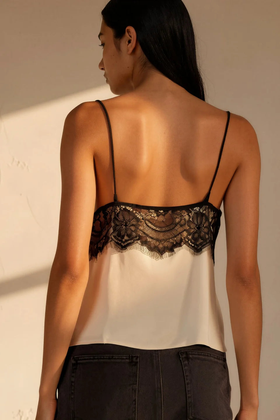 Ivory Lace Satin Top