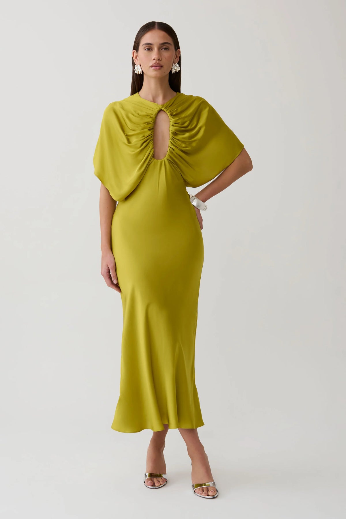 Cut Out Satin Midi Dress