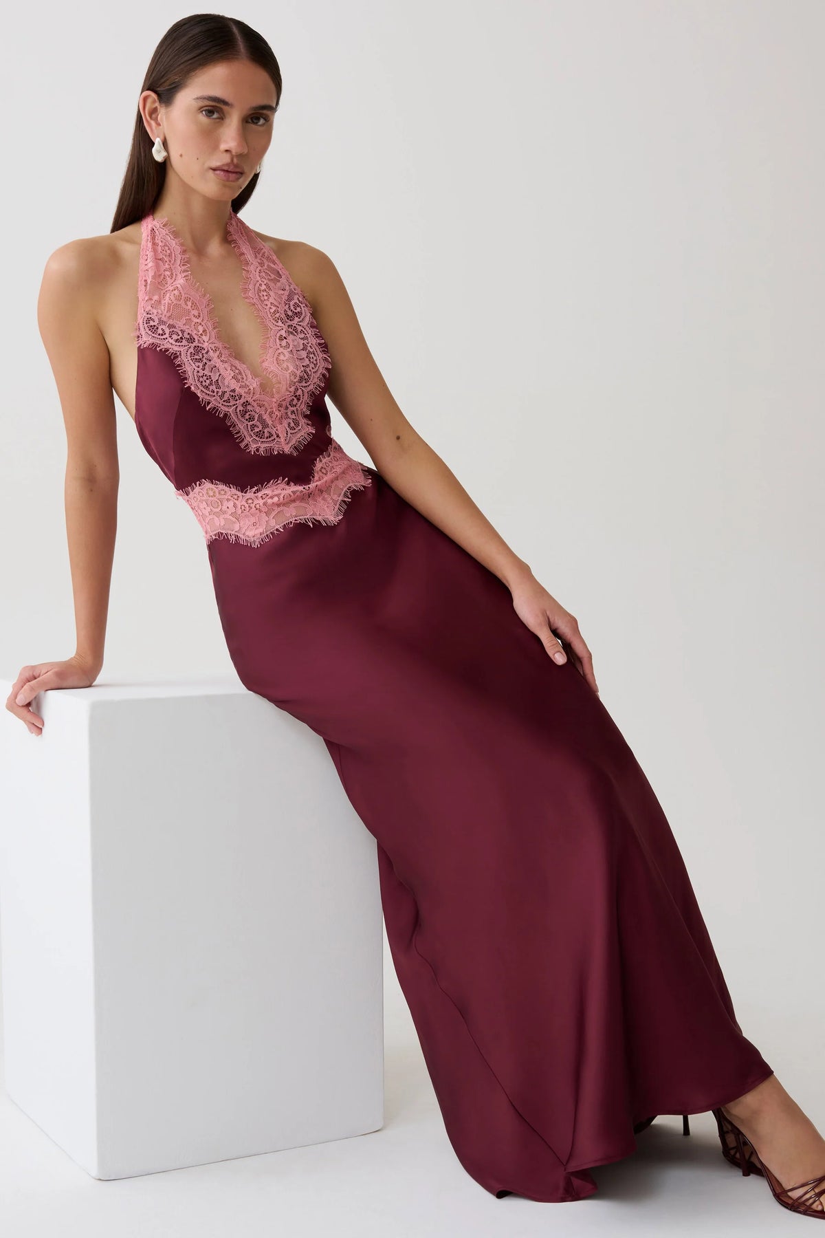 Louise Satin Lace Dress