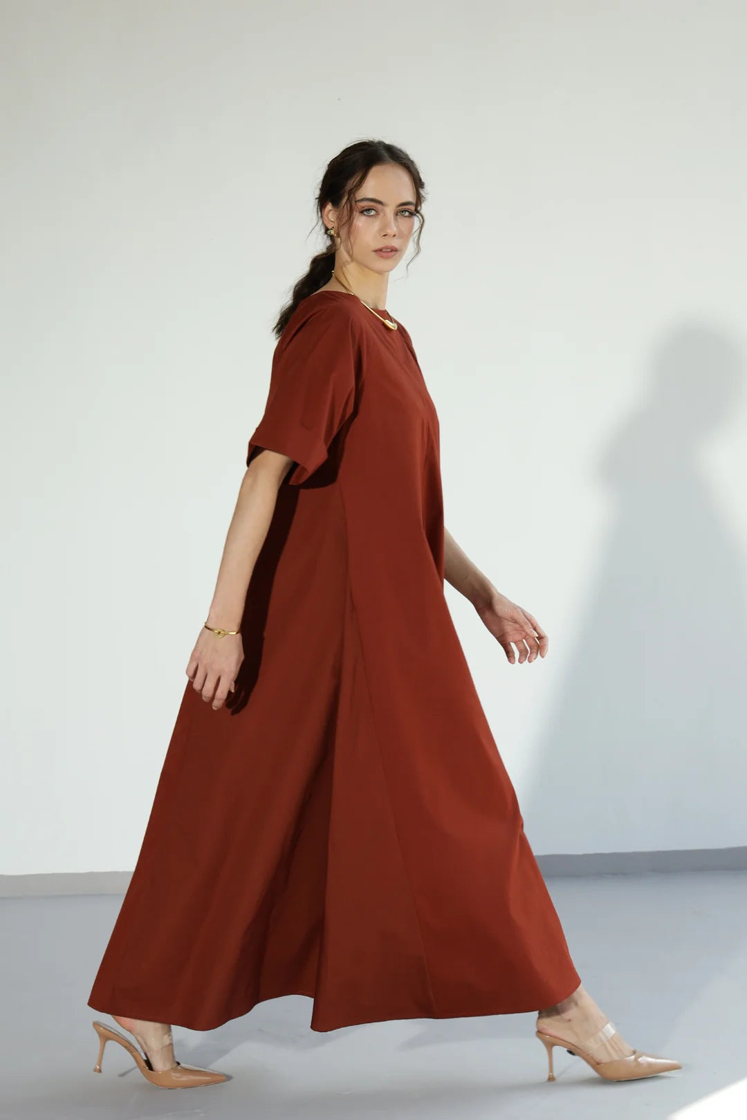 Amaxirose Flare Dress - Rust