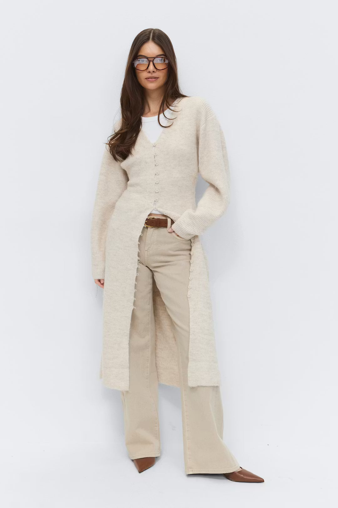 Shaped Knitted Cardigan Dress