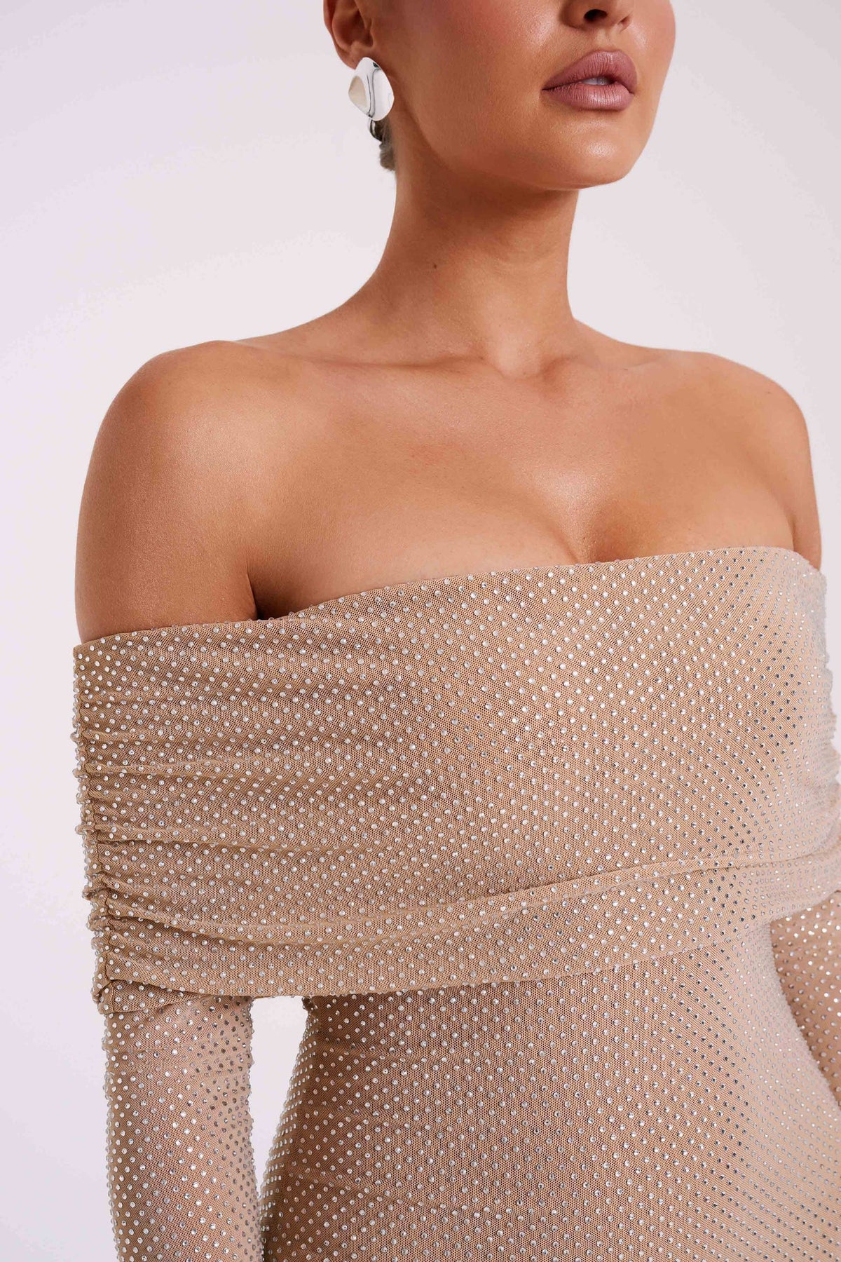 Off Shoulder Diamante Maxi Dress