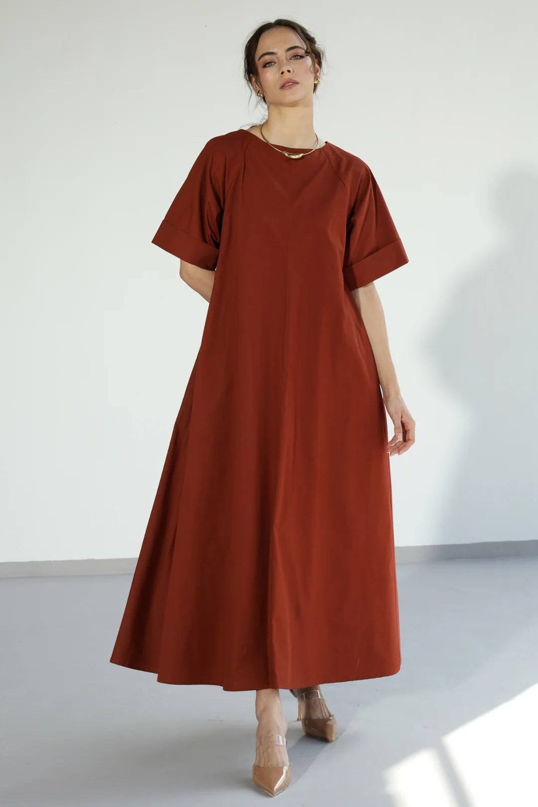 Amaxirose Flare Dress - Rust