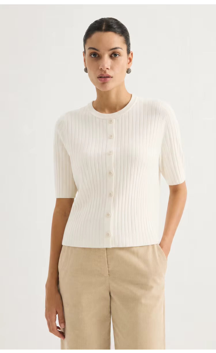 Coco Henley Pointelle Knit Sweater