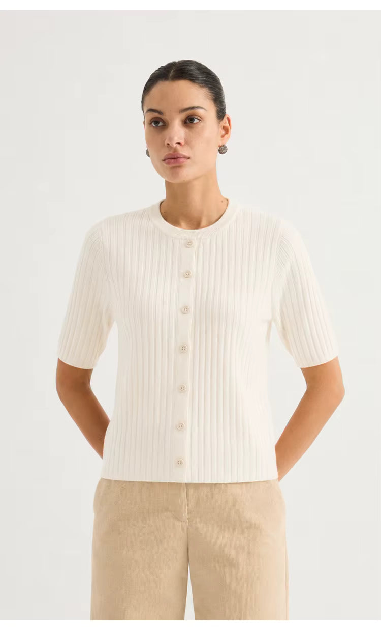 Coco Henley Pointelle Knit Sweater