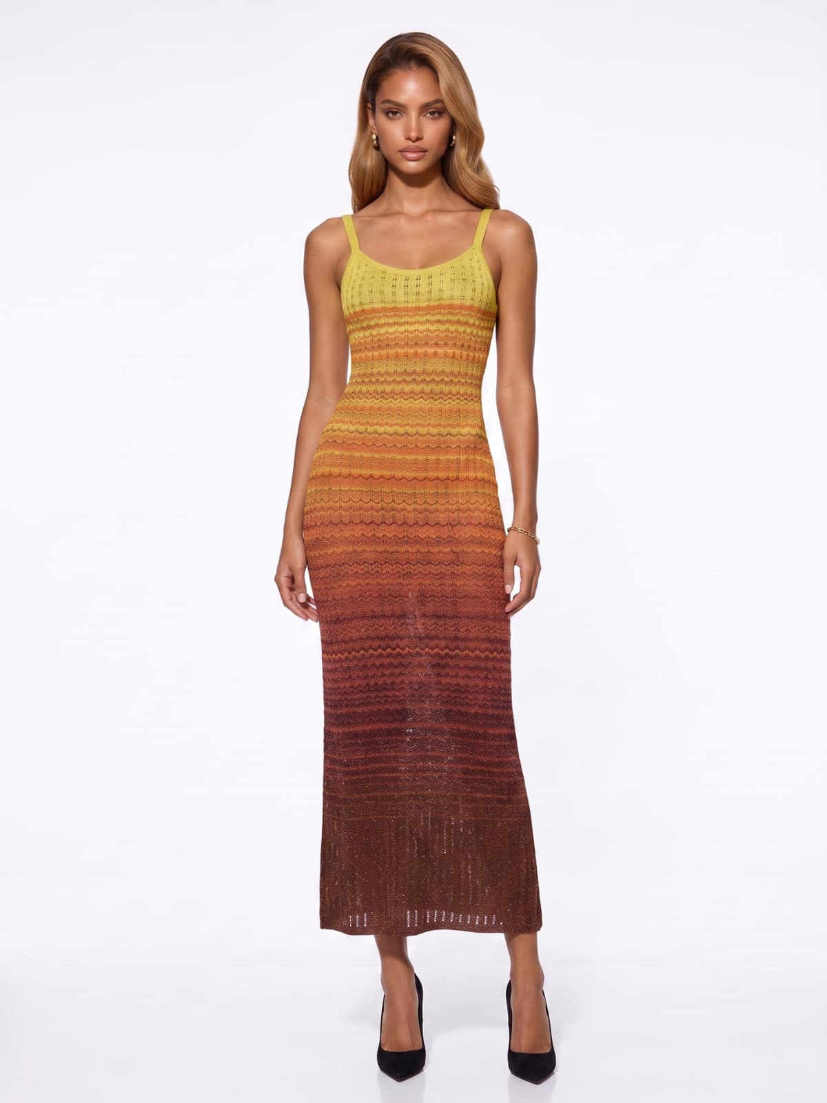 Calyther Sleeveless Ombre Knitted Maxi Dress