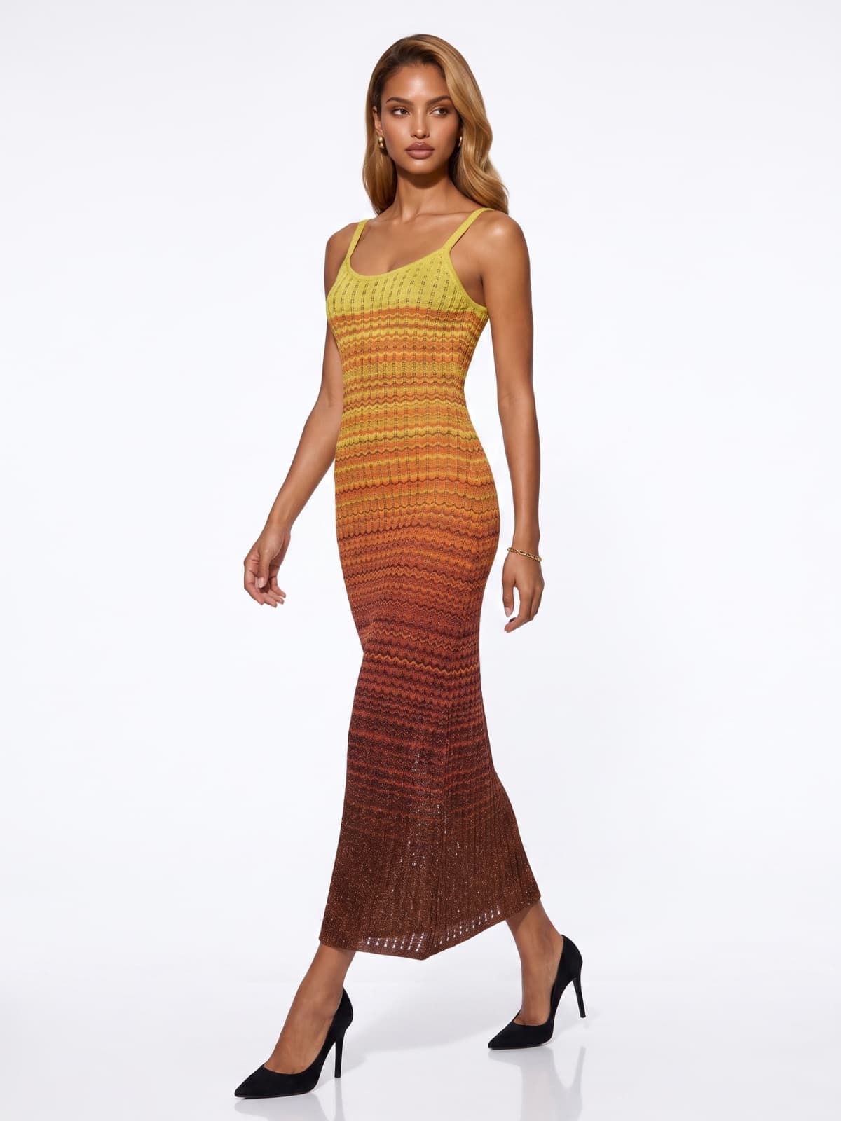 Calyther Sleeveless Ombre Knitted Maxi Dress