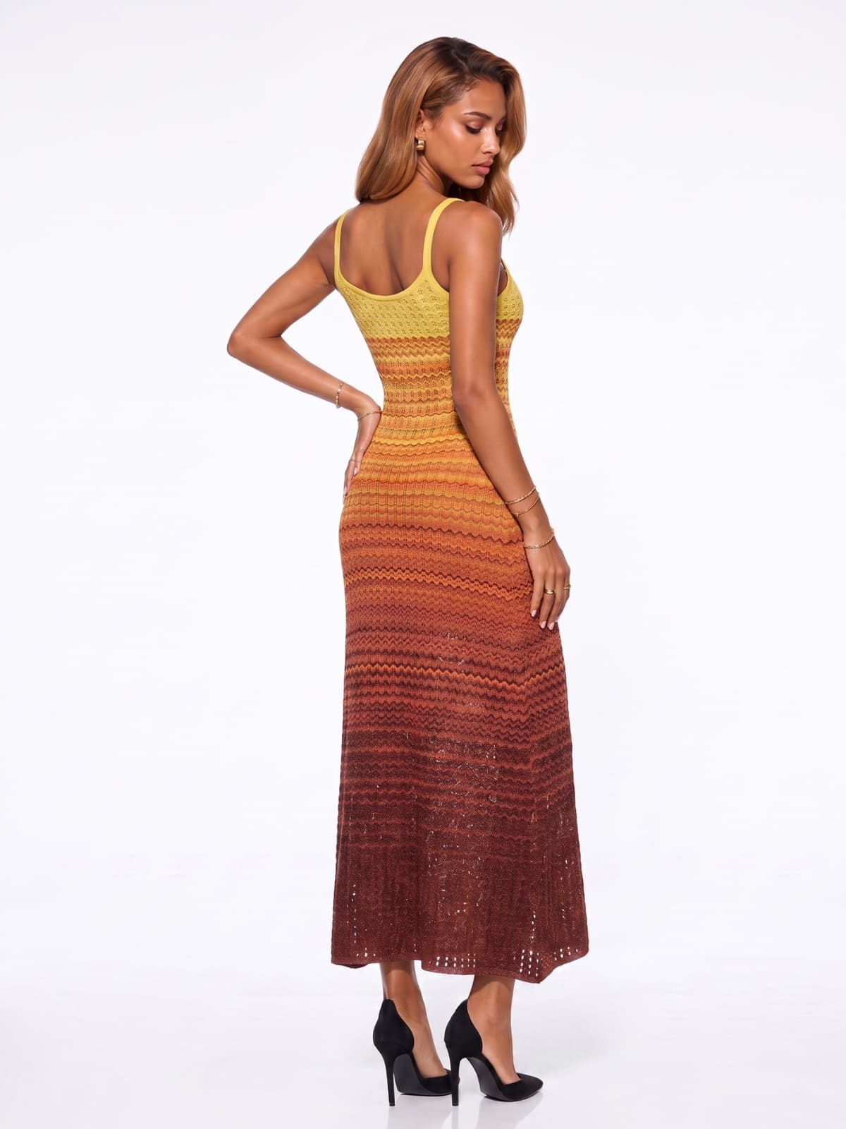 Calyther Sleeveless Ombre Knitted Maxi Dress