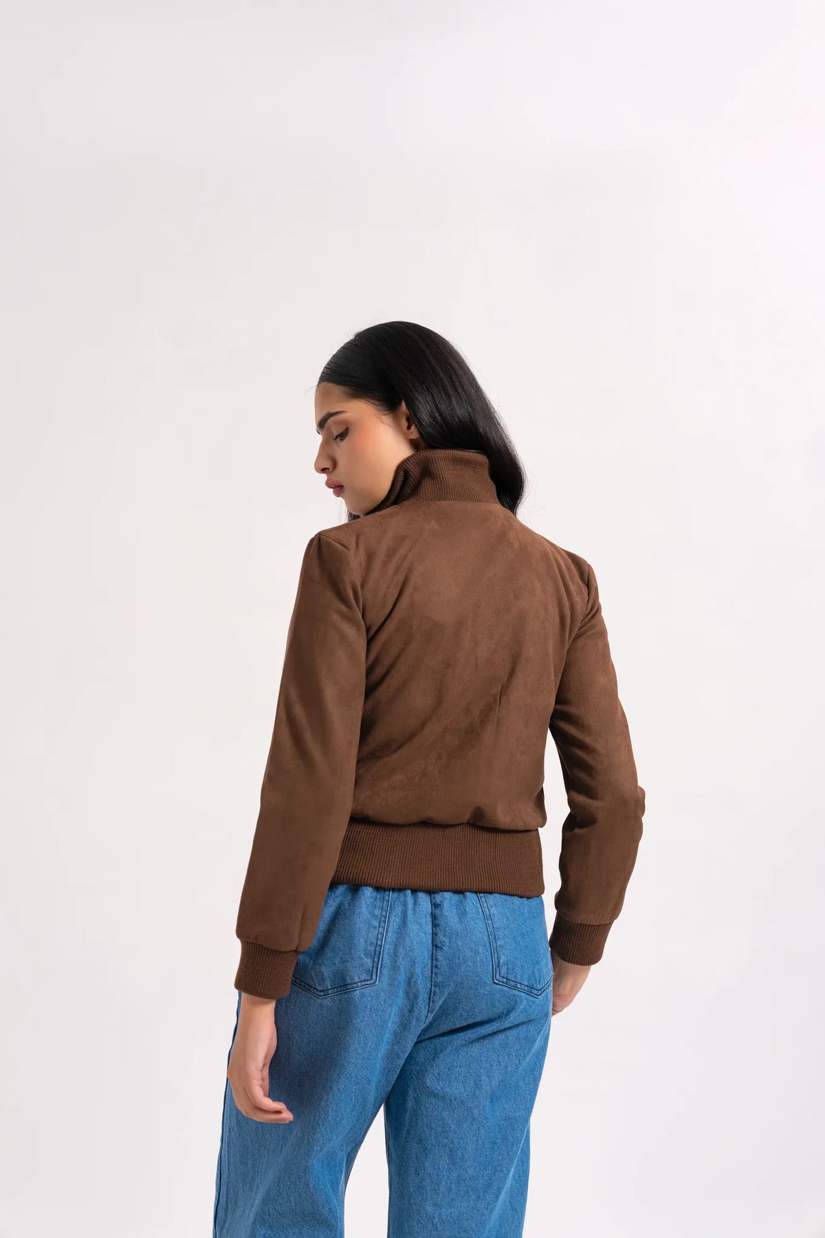 Suede Ribbed Bomber