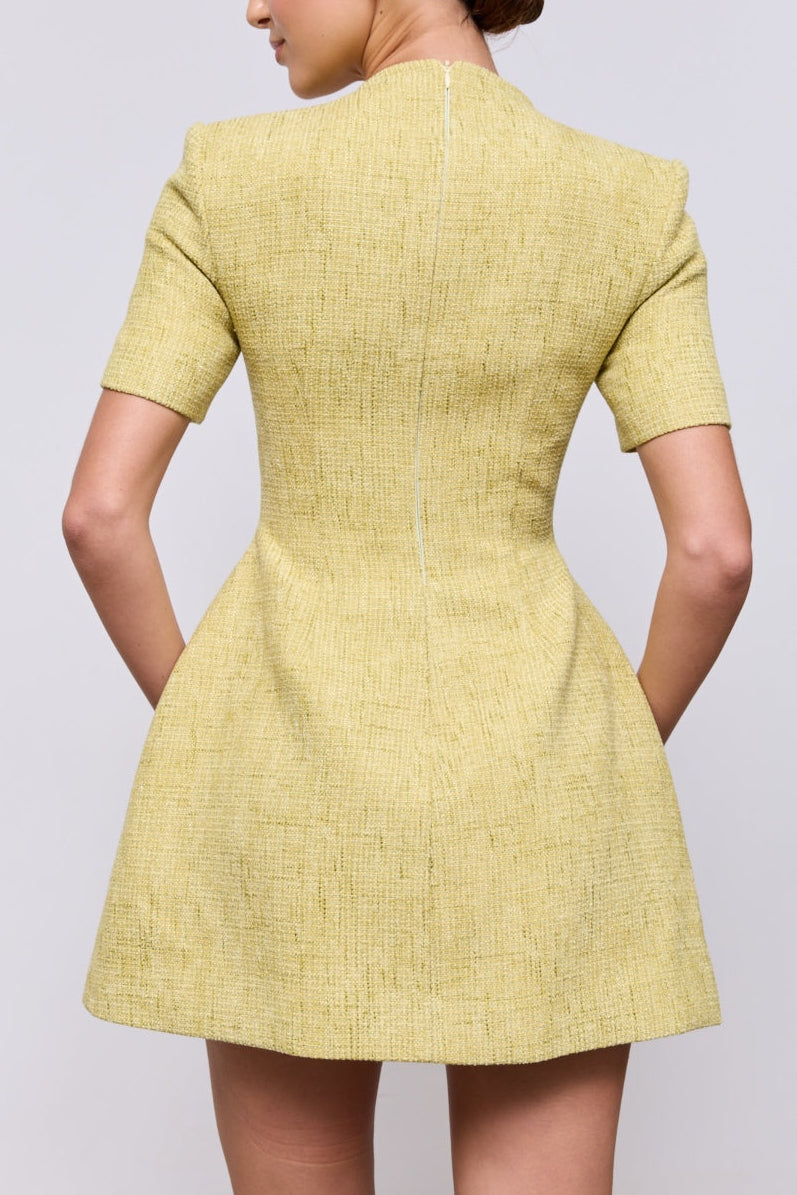 Cotton Mix Bouclé Button Dress
