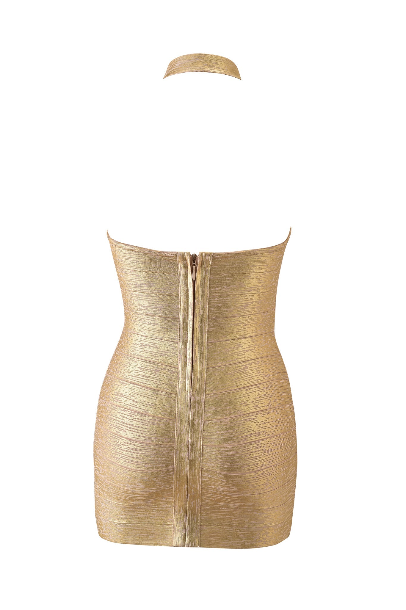 AIDEN PLATINUM BANDAGE MINI DRESS - GOLD