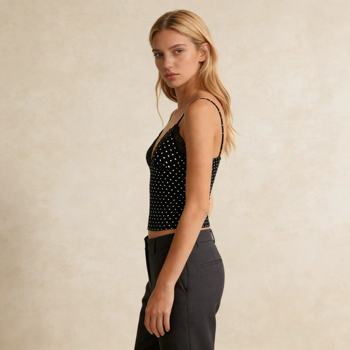 Midnight Dot Lace Cami