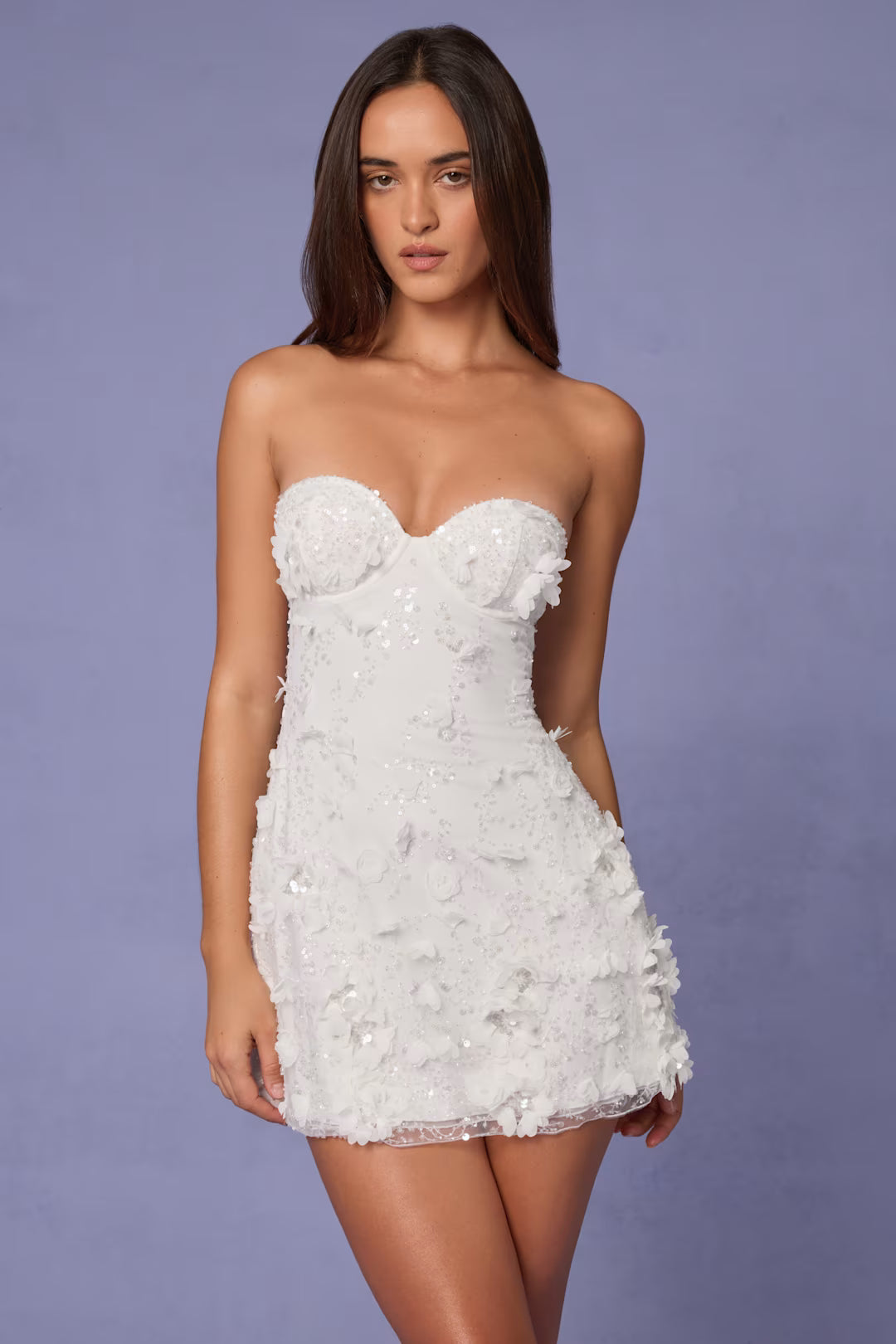 Floral Sequin Strapless Dress