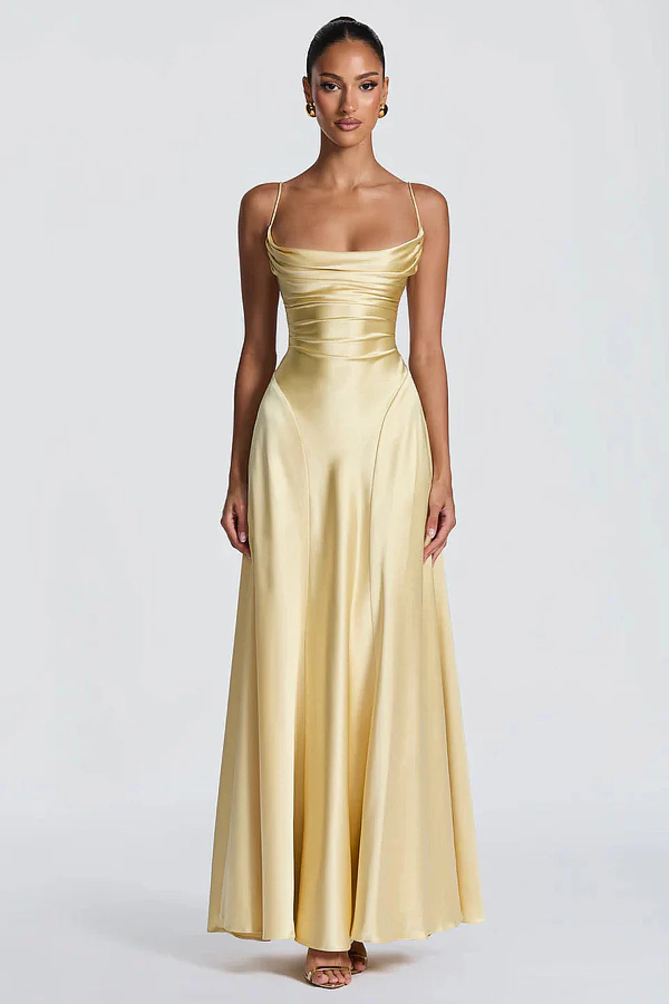 Champagne Satin Maxi Dress