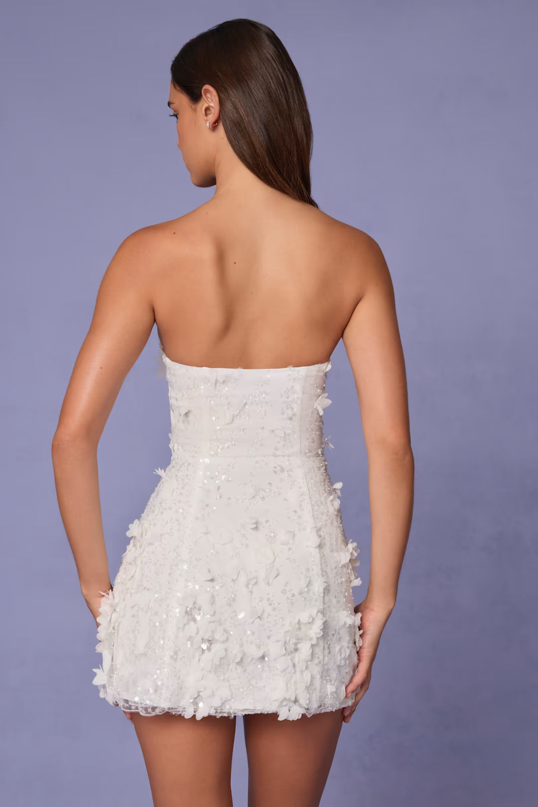 Floral Sequin Strapless Dress