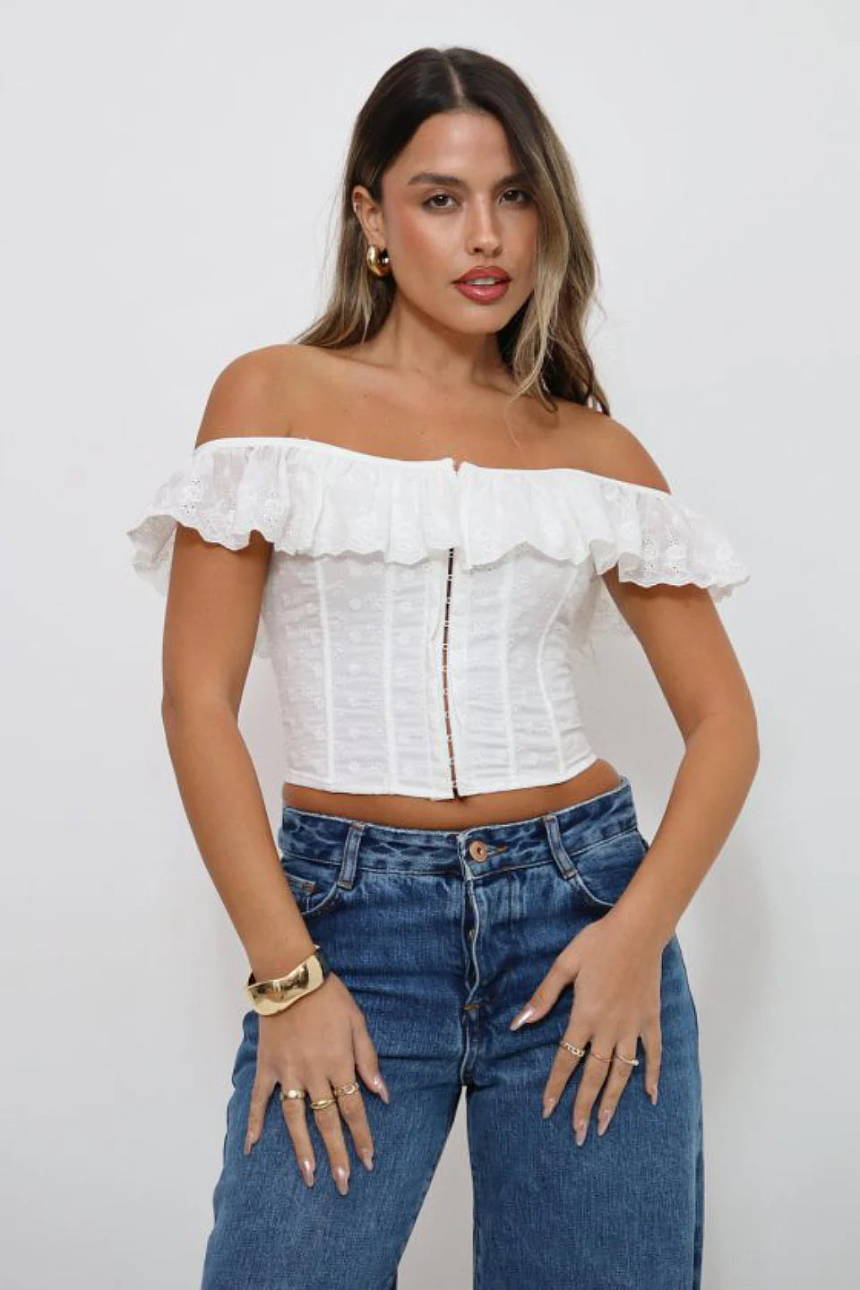 Eyelet Corset Crop Top