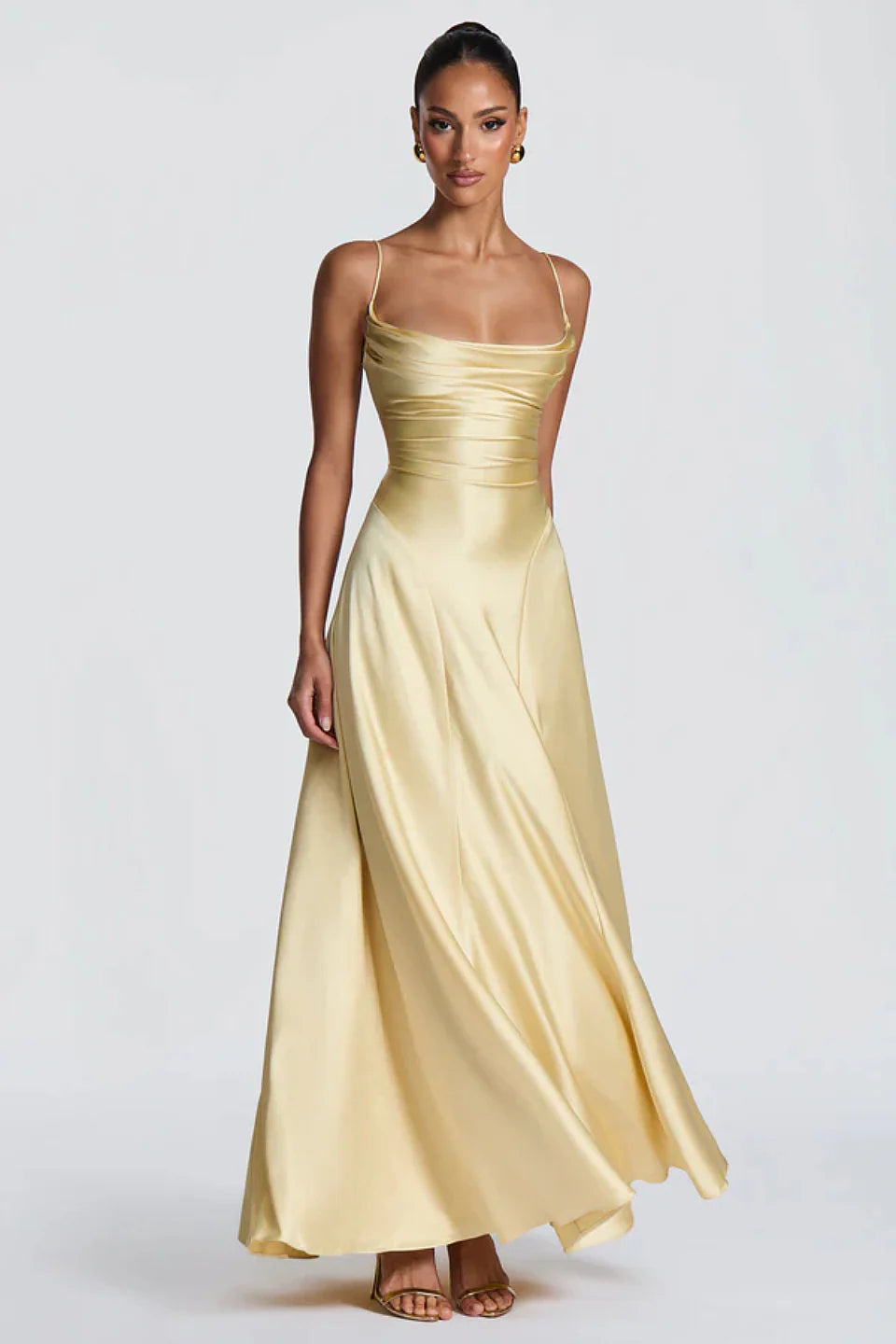 Champagne Satin Maxi Dress