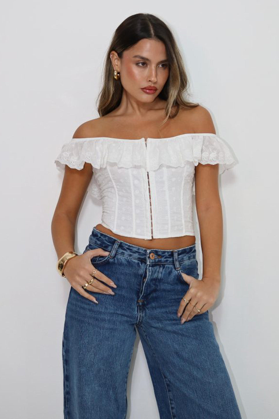 Eyelet Corset Crop Top