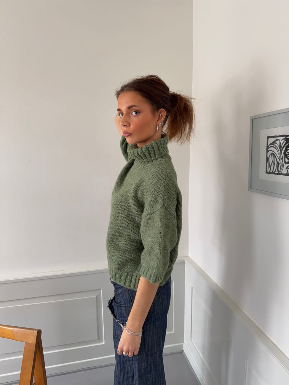 Dubleo knit short sleeves sweater