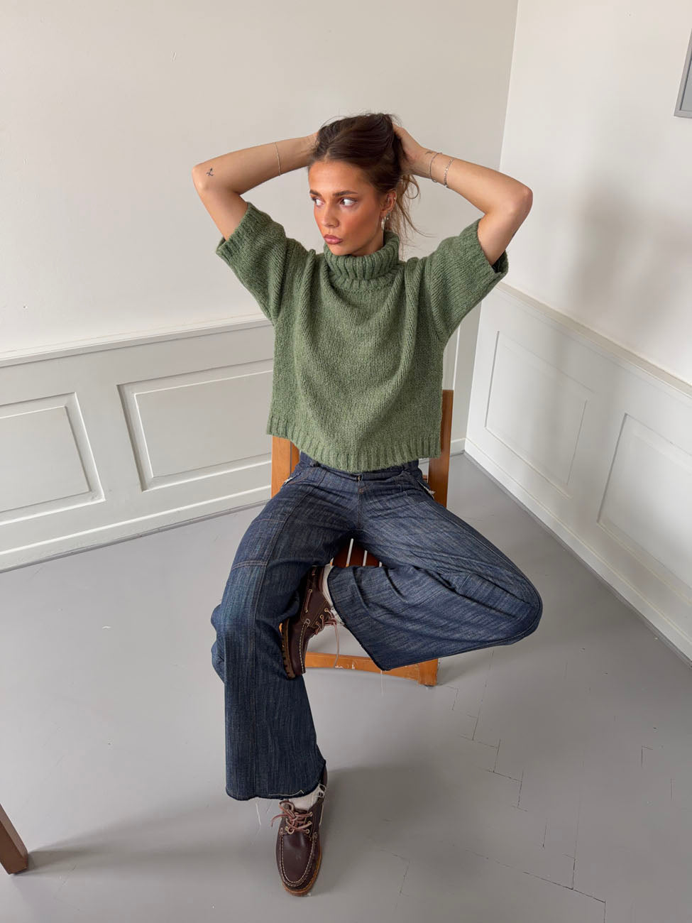 Dubleo knit short sleeves sweater